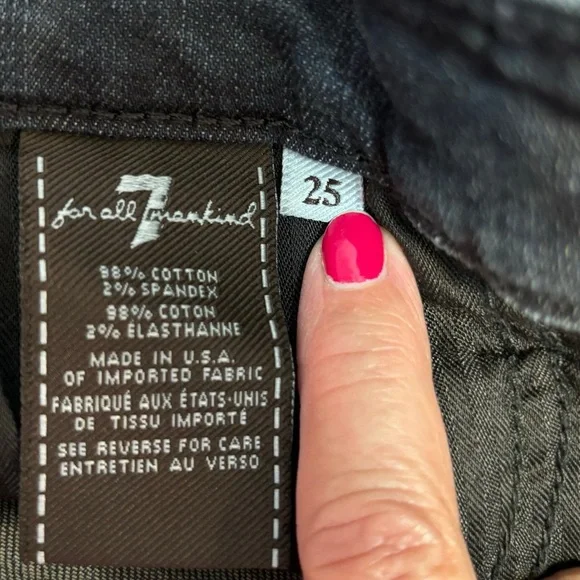 7 For All Mankind Snake Print Skinny Black Denim Jeans Size 25 - Picture 7 of 8